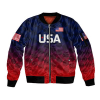 (Custom Personalised) United States National Cricket Sleeve Zip Bomber Jacket Team USA Cricket Gradient Navy Red LT8 - Wonder Print Shop