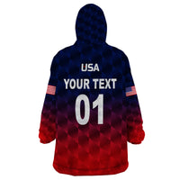 (Custom Personalised) United States National Cricket Wearable Blanket Hoodie Team USA Cricket Gradient Navy Red LT8 - Wonder Print Shop