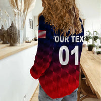 (Custom Personalised) United States National Cricket Women Casual Shirt Team USA Cricket Gradient Navy Red LT8 - Wonder Print Shop