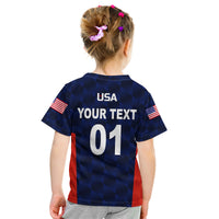 (Custom Personalised) United States National Cricket Kid T Shirt Team USA Cricket Navy LT8 - Wonder Print Shop