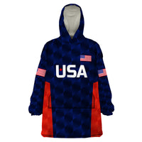 (Custom Personalised) United States National Cricket Wearable Blanket Hoodie Team USA Cricket Navy LT8 - Wonder Print Shop