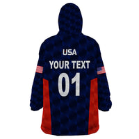 (Custom Personalised) United States National Cricket Wearable Blanket Hoodie Team USA Cricket Navy LT8 - Wonder Print Shop