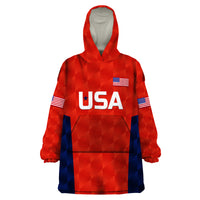 (Custom Personalised) United States National Cricket Wearable Blanket Hoodie Team USA Cricket Red LT8 - Wonder Print Shop