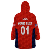 (Custom Personalised) United States National Cricket Wearable Blanket Hoodie Team USA Cricket Red LT8 - Wonder Print Shop