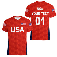 (Custom Personalised) United States National Cricket Women V Neck T Shirt Team USA Cricket Red LT8 - Wonder Print Shop