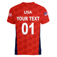 (Custom Personalised) United States National Cricket Women V Neck T Shirt Team USA Cricket Red LT8 - Wonder Print Shop