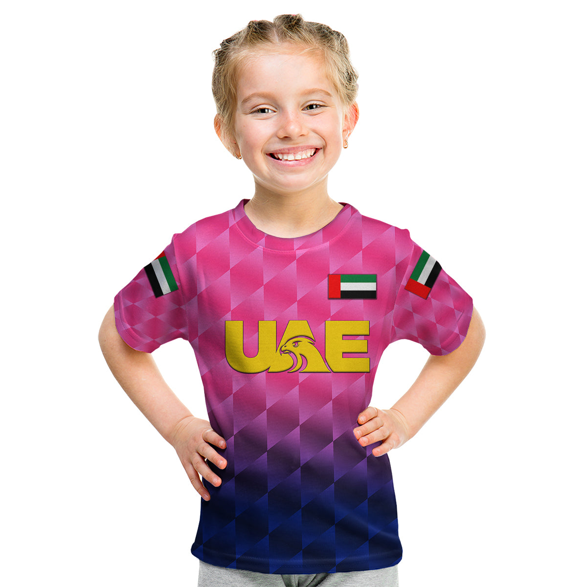 custom-personalised-united-arab-emirates-uae-cricket-kid-t-shirt-falcon-unique-pink