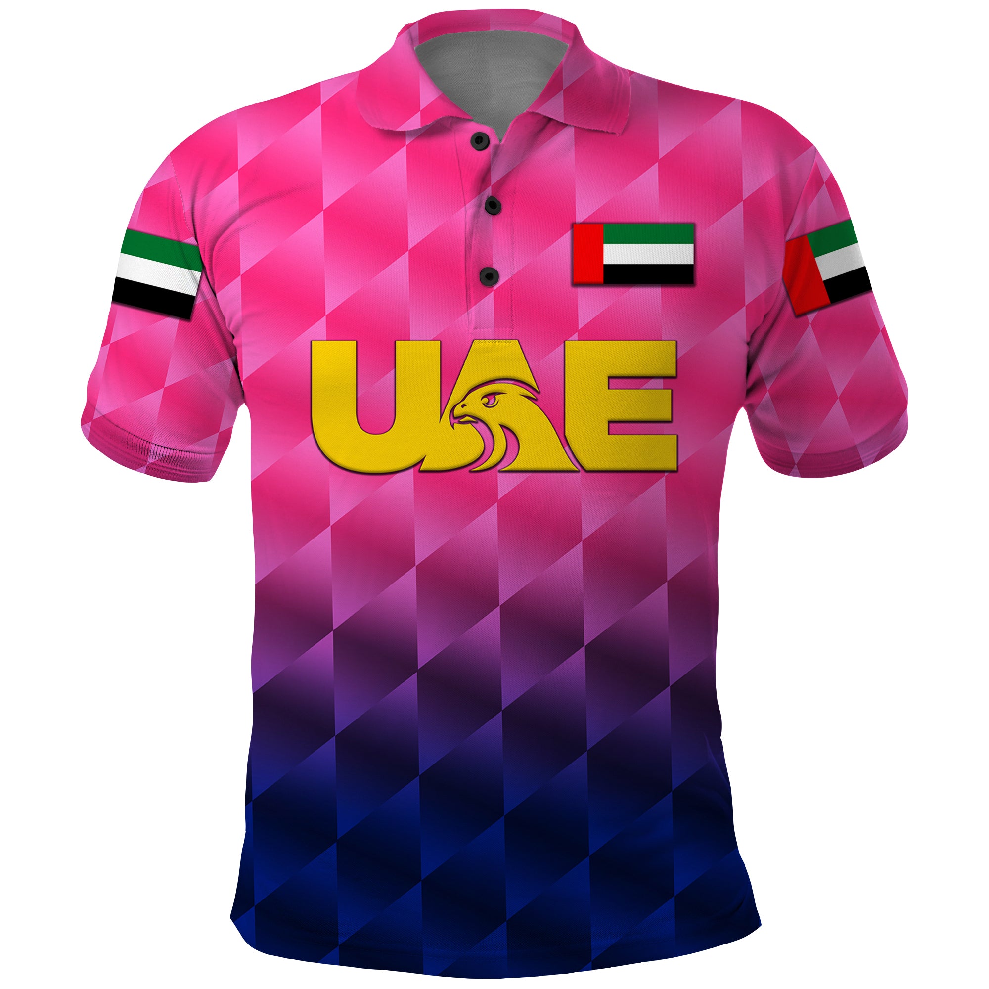 custom-personalised-united-arab-emirates-uae-cricket-polo-shirt-falcon-unique-pink