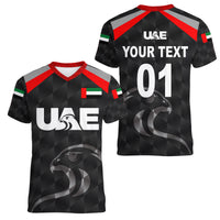 (Custom Personalised) United Arab Emirates UAE Cricket Women V Neck T Shirt Falcon Special - Black LT8 - Wonder Print Shop