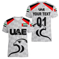 (Custom Personalised) United Arab Emirates UAE Cricket Women V Neck T Shirt Falcon Special - Grey LT8 - Wonder Print Shop