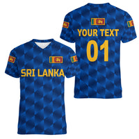 (Custom Personalised) Sri Lanka Cricket Women V Neck T Shirt The Lions Unique - Blue LT8 - Wonder Print Shop