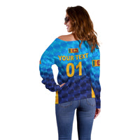 (Custom Personalised) Sri Lanka Cricket Off Shoulder Sweater The Lions Unique - Gradient Blue LT8 - Wonder Print Shop