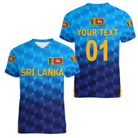 (Custom Personalised) Sri Lanka Cricket Women V Neck T Shirt The Lions Unique - Gradient Blue LT8 - Wonder Print Shop