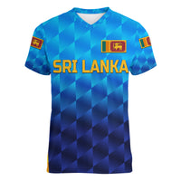 (Custom Personalised) Sri Lanka Cricket Women V Neck T Shirt The Lions Unique - Gradient Blue LT8 - Wonder Print Shop