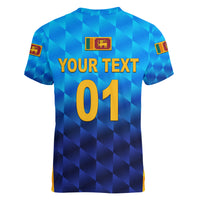 (Custom Personalised) Sri Lanka Cricket Women V Neck T Shirt The Lions Unique - Gradient Blue LT8 - Wonder Print Shop