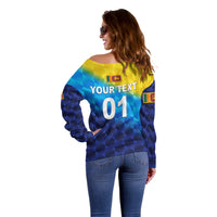 (Custom Personalised) Sri Lanka Cricket Off Shoulder Sweater The Lions Special - Gradient Blue LT8 - Wonder Print Shop