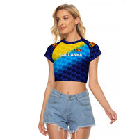 (Custom Personalised) Sri Lanka Cricket Raglan Cropped T Shirt The Lions Special - Gradient Blue LT8 - Wonder Print Shop