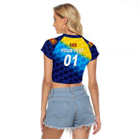 (Custom Personalised) Sri Lanka Cricket Raglan Cropped T Shirt The Lions Special - Gradient Blue LT8 - Wonder Print Shop