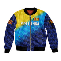 (Custom Personalised) Sri Lanka Cricket Sleeve Zip Bomber Jacket The Lions Special - Gradient Blue LT8 - Wonder Print Shop