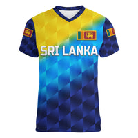 (Custom Personalised) Sri Lanka Cricket Women V Neck T Shirt The Lions Special - Gradient Blue LT8 - Wonder Print Shop