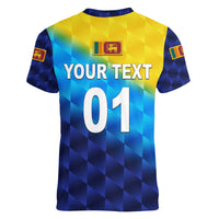 (Custom Personalised) Sri Lanka Cricket Women V Neck T Shirt The Lions Special - Gradient Blue LT8 - Wonder Print Shop