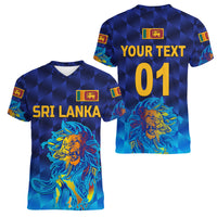(Custom Personalised) Sri Lanka Cricket Women V Neck T Shirt The Lions Pride Version - Blue LT8 - Wonder Print Shop