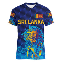 (Custom Personalised) Sri Lanka Cricket Women V Neck T Shirt The Lions Pride Version - Blue LT8 - Wonder Print Shop