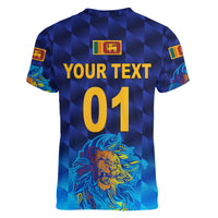 (Custom Personalised) Sri Lanka Cricket Women V Neck T Shirt The Lions Pride Version - Blue LT8 - Wonder Print Shop