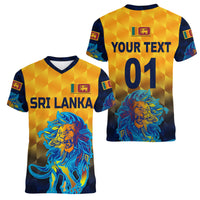 (Custom Personalised) Sri Lanka Cricket Women V Neck T Shirt The Lions Pride Version - Yellow LT8 - Wonder Print Shop