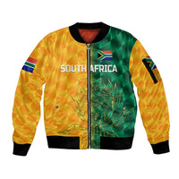 (Custom Personalised) South Africa Proteas Cricket Sleeve Zip Bomber Jacket Simple - Yellow LT8 - Wonder Print Shop