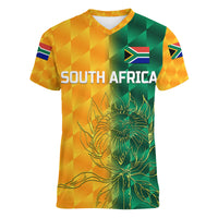 (Custom Personalised) South Africa Proteas Cricket Women V Neck T Shirt Simple - Yellow LT8 - Wonder Print Shop