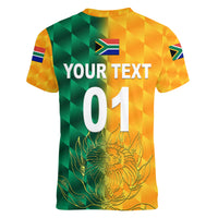 (Custom Personalised) South Africa Proteas Cricket Women V Neck T Shirt Simple - Yellow LT8 - Wonder Print Shop