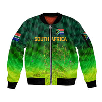 (Custom Personalised) South Africa Proteas Cricket Sleeve Zip Bomber Jacket Simple - Gradient Green LT8 - Wonder Print Shop