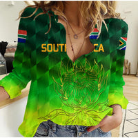 (Custom Personalised) South Africa Proteas Cricket Women Casual Shirt Simple - Gradient Green LT8 - Wonder Print Shop