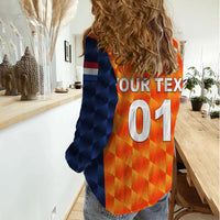 (Custom Personalised) Netherlands Cricket Dutch Lion Women Casual Shirt Unique Orange LT8 - Wonder Print Shop