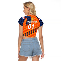 (Custom Personalised) Netherlands Cricket Dutch Lion Raglan Cropped T Shirt Special Orange LT8 - Wonder Print Shop