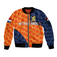 (Custom Personalised) Netherlands Cricket Dutch Lion Sleeve Zip Bomber Jacket Pride Version Orange LT8 - Wonder Print Shop
