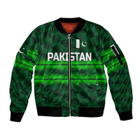 (Custom Personalised) Pakistan Cricket Sleeve Zip Bomber Jacket Pak Shaheens Unique - Dark Green LT8 - Wonder Print Shop
