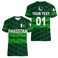 (Custom Personalised) Pakistan Cricket Women V Neck T Shirt Pak Shaheens Unique - Dark Green LT8 - Wonder Print Shop