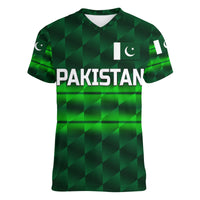 (Custom Personalised) Pakistan Cricket Women V Neck T Shirt Pak Shaheens Unique - Dark Green LT8 - Wonder Print Shop