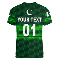 (Custom Personalised) Pakistan Cricket Women V Neck T Shirt Pak Shaheens Unique - Dark Green LT8 - Wonder Print Shop