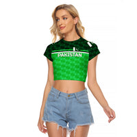 (Custom Personalised) Pakistan Cricket Raglan Cropped T Shirt Pak Shaheens Unique - Green LT8 - Wonder Print Shop