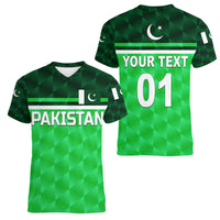 (Custom Personalised) Pakistan Cricket Women V Neck T Shirt Pak Shaheens Unique - Green LT8 - Wonder Print Shop