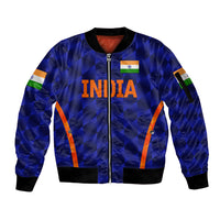(Custom Personalised) India Cricket Sleeve Zip Bomber Jacket Men In Blue Unique - Blue LT8 - Wonder Print Shop