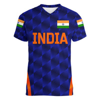 (Custom Personalised) India Cricket Women V Neck T Shirt Men In Blue Unique - Blue LT8 - Wonder Print Shop