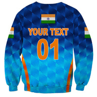 (Custom Personalised) India Cricket Sweatshirt Men In Blue Unique - Gradient Blue LT8 - Wonder Print Shop