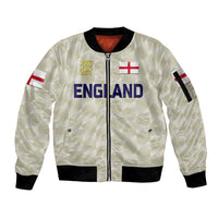 (Custom Personalised) England Cricket Sleeve Zip Bomber Jacket Unique - Beige LT8 - Wonder Print Shop