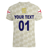 (Custom Personalised) England Cricket Women V Neck T Shirt Unique - Beige LT8 - Wonder Print Shop