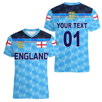(Custom Personalised) England Cricket Women V Neck T Shirt Unique - Blue LT8 - Wonder Print Shop