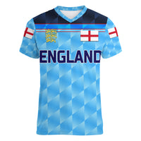 (Custom Personalised) England Cricket Women V Neck T Shirt Unique - Blue LT8 - Wonder Print Shop